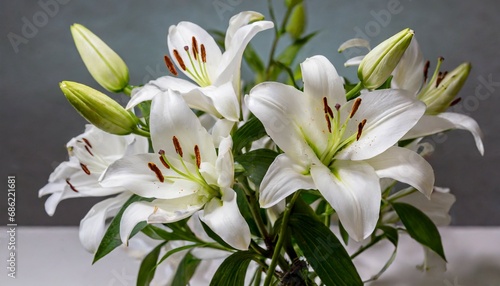 white lily flower bouquet on background