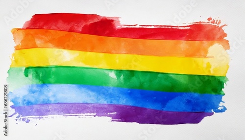 lgbt pride month watercolor texture concept rainbow flag brush style isolate on white background photo