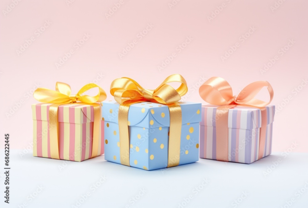 Obraz premium tiny gift boxes wrapped with fabric