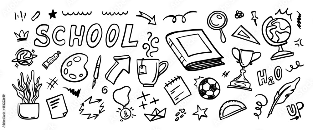 Naklejka premium Hand drawn doodle vector set. Collection of cute hand drawn doodle.