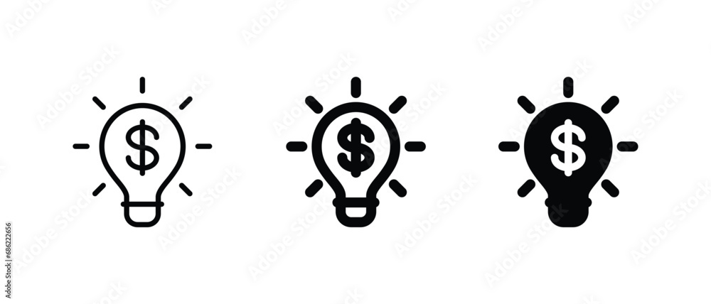 Financial idea icon, Light bulb icon set vector illustration Financial idea icon, Light bulb icon set vector illustration