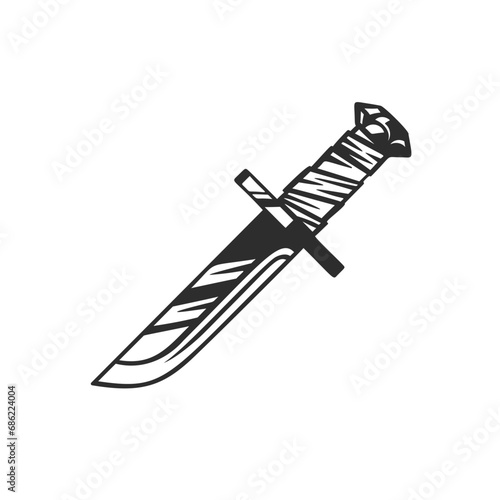 Knife with wrapped handle. Vector illustration