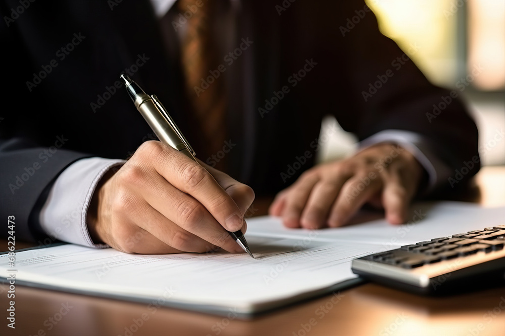 Businessman Writing Important Notes in a Suit Businessman Writing Important Notes in a Suit