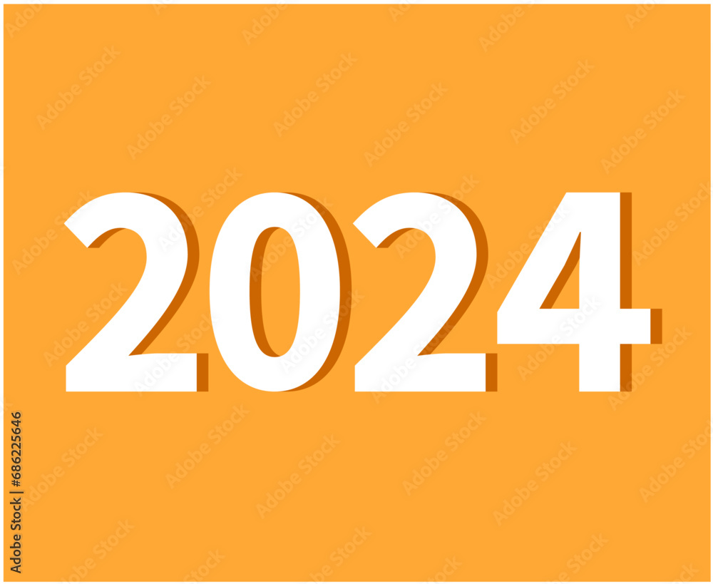 2024 Happy New Year Abstract White Graphic Design Vector Logo Symbol Illustration With Orange Background 2024 Happy New Year Abstract White Graphic Design Vector Logo Symbol Illustration With Orange Background