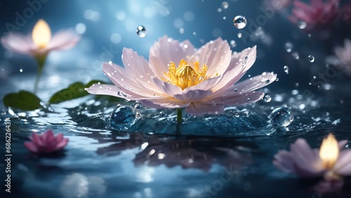 Water lily in the rain