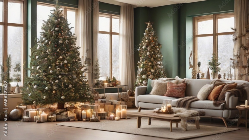 Fototapeta premium interior of a building decorated for Christmas