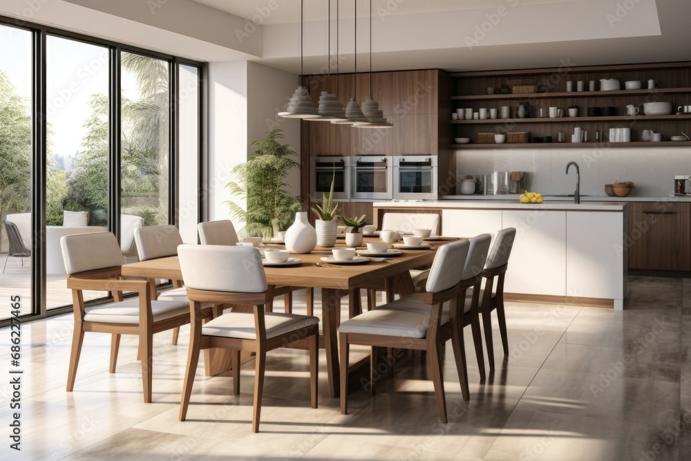 Fototapeta premium Minimalist dining room design