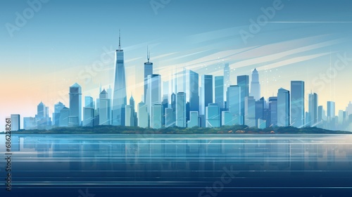 Background image There should be financial chart and business buildings  