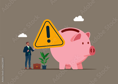Failure saving money concept. Bankruptcy. Modern vector illustration in flat style