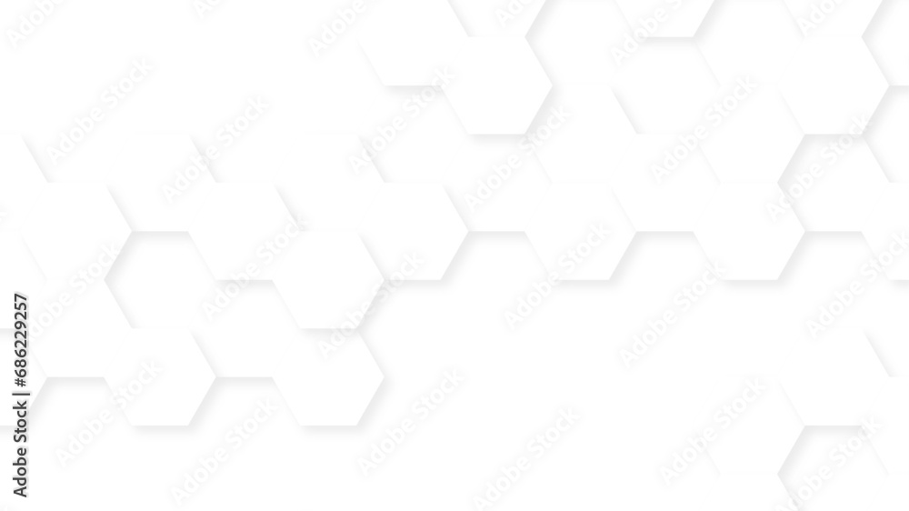 Seamless honeycomb hexagonal geometric mesh cell texture. Abstract white honeycomb vector wallpaper with a hexagonal grid. technology mesh cell seamless pattern. - obrazy, fototapety, plakaty 