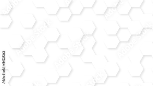 Fototapeta Naklejka Na Ścianę i Meble -  Seamless honeycomb hexagonal geometric mesh cell texture. Abstract white honeycomb vector wallpaper with a hexagonal grid. technology mesh cell seamless pattern.
