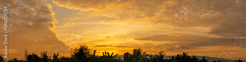 Sky sunset and cloud panorama background