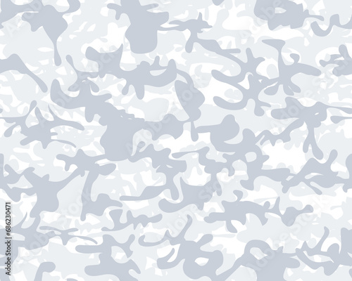 Blue Vector Pattern. Abstract Vector Background. Gray Camo Paint. Fabric Snow Pattern. Hunter Woodland Camouflage. Military Camo Print. Winter Camouflage. Urban Seamless Brush. Army White Canvas.
