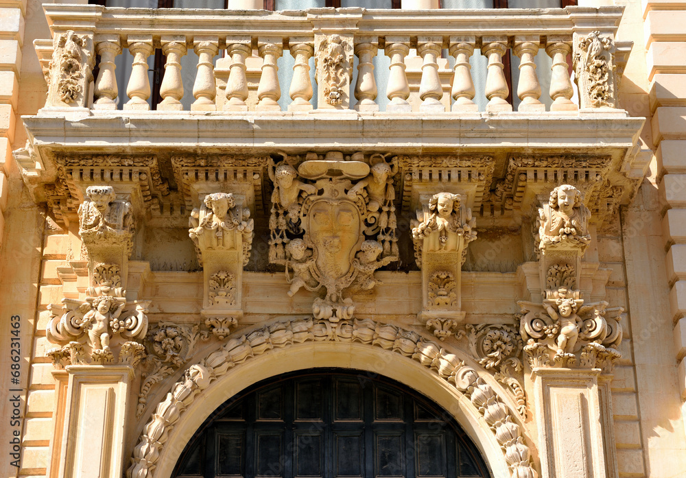 Fototapeta premium Palazzo del seminario is a palace located in Piazza del Duomo, in the historic center of Lecce, built between 1694 and 1709 in Baroque style Lecce Italy