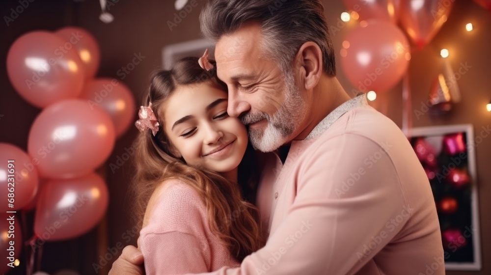father day, cute teen girl hugging mature middle age dad. Love, kiss, care, happy smile enjoy family time. celebrate special occasion, happy birthday, merry Christmas. special day father day, cute teen girl hugging mature middle age dad. Love, kiss, care, happy smile enjoy family time. celebrate special occasion, happy birthday, merry Christmas. special day