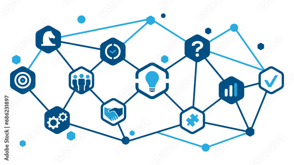 Teamwork connection. Concept of connected hexagons. Vector illustration Teamwork connection. Concept of connected hexagons. Vector illustration