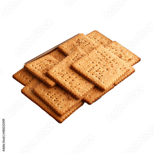 Baking sheet with graham crackers isolated on transparent background