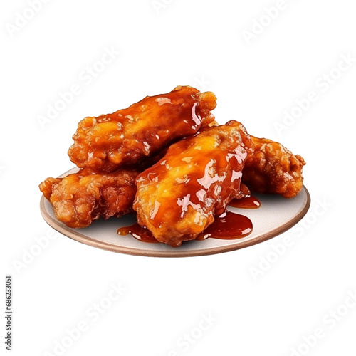  fried chicken nuggets isolated on the white background.
