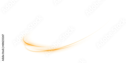 Yellow glowing shiny lines effect. Luminous yellow lines of speed. Light glowing effect. Light trail wave, fire path trace line and incandescence curve twirl. PNG.