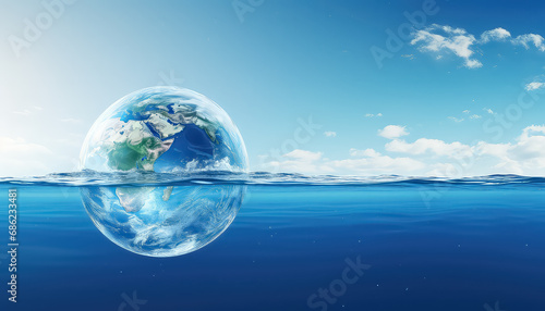 Globe of the Earth in the Water , Environmental eco safe Conservation © terra.incognita