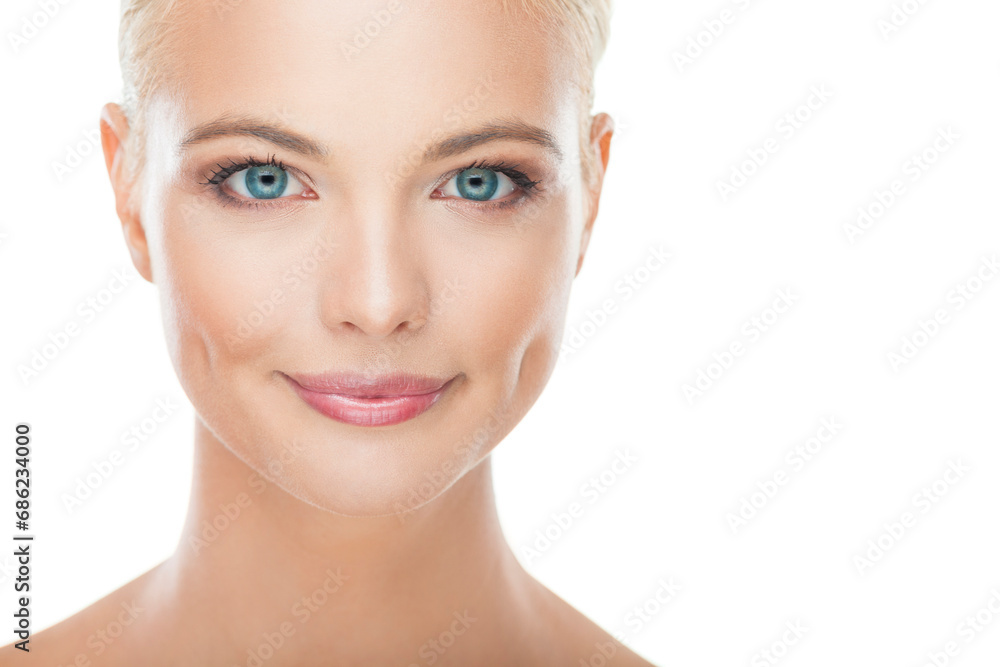 Radiant Beauty Portrait of a Smiling Blonde Woman with Glowing Skin Radiant Beauty Portrait of a Smiling Blonde Woman with Glowing Skin