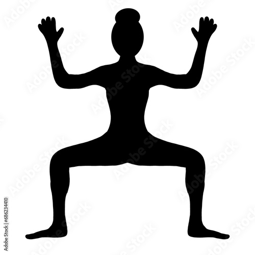 Fotografi utkata konasana yoga pose- Goddess Pose -  Yogo pose silhouette