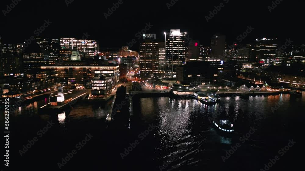 Cinematic drone shot Passenger Ferry Night,Operating Between Dartmouth Halifax Cinematic drone shot Passenger Ferry Night,Operating Between Dartmouth Halifax
