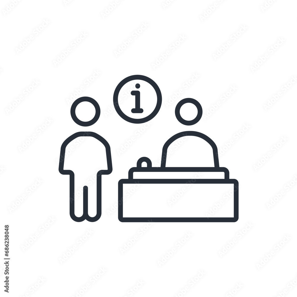 information desk icon. vector.Editable stroke.linear style sign for use web design,logo.Symbol illustration. information desk icon. vector.Editable stroke.linear style sign for use web design,logo.Symbol illustration.
