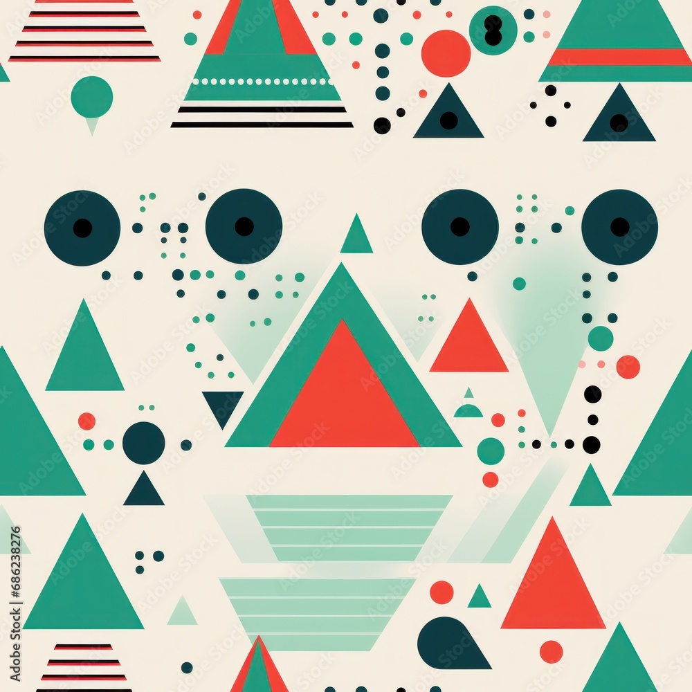 a red, green and white christmas tree seamless pattern background