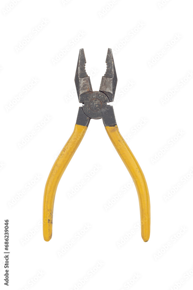 pliers, old rubber-handled pliers, isolate pliers, old rubber-handled pliers, isolate