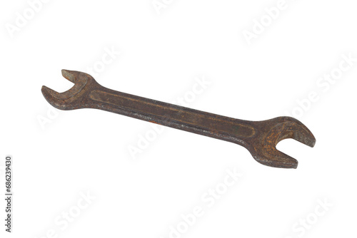 spanner, rusty spanner isolated from background