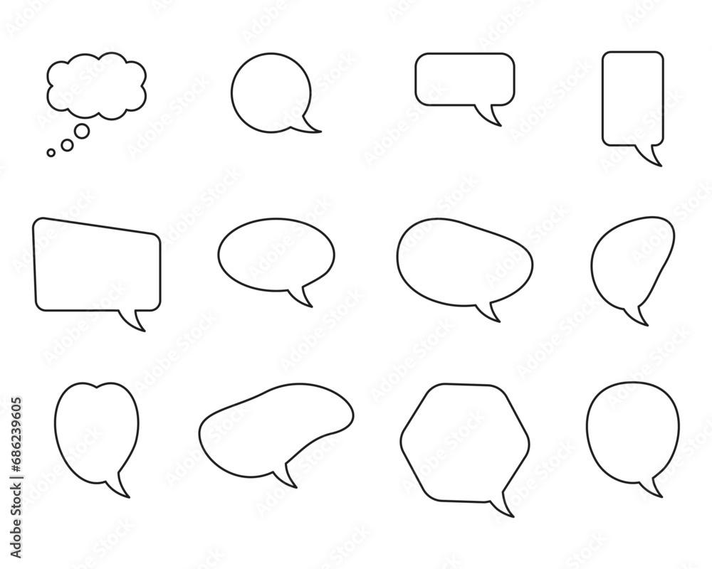 Set of speach bubble outline icon on white background. Editable stroke. Vector graphic Set of speach bubble outline icon on white background. Editable stroke. Vector graphic