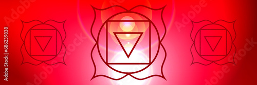 Background of the root chakra, a sign of a spiritual energy center in the human body
 photo