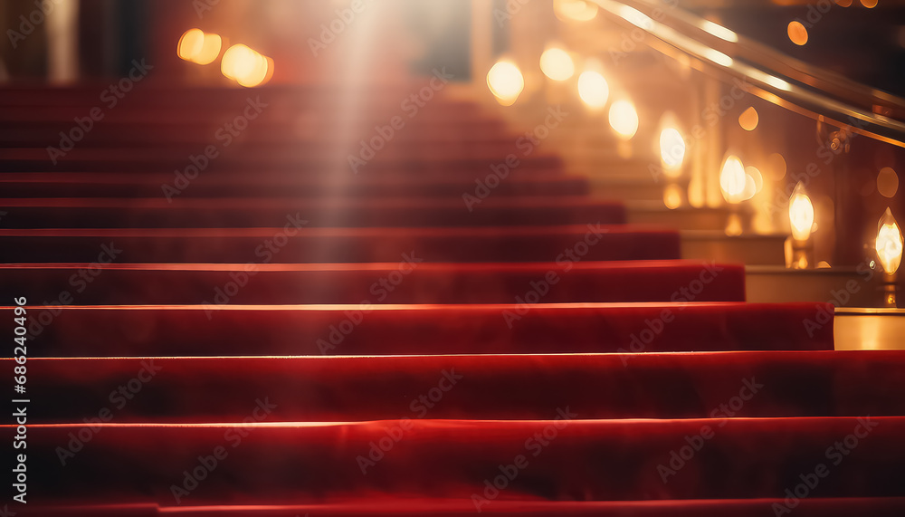 Red carpet and stairs up - obrazy, fototapety, plakaty 