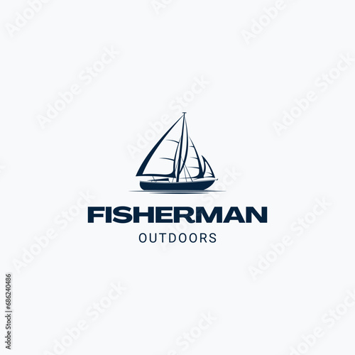  fishing boat modern fishing vector logo design