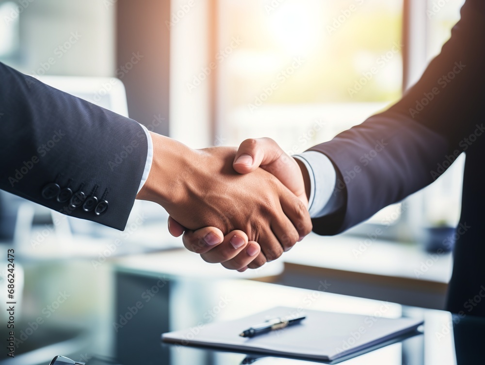 Handshake of businessmen after closing business. Handshake of businessmen after closing business.
