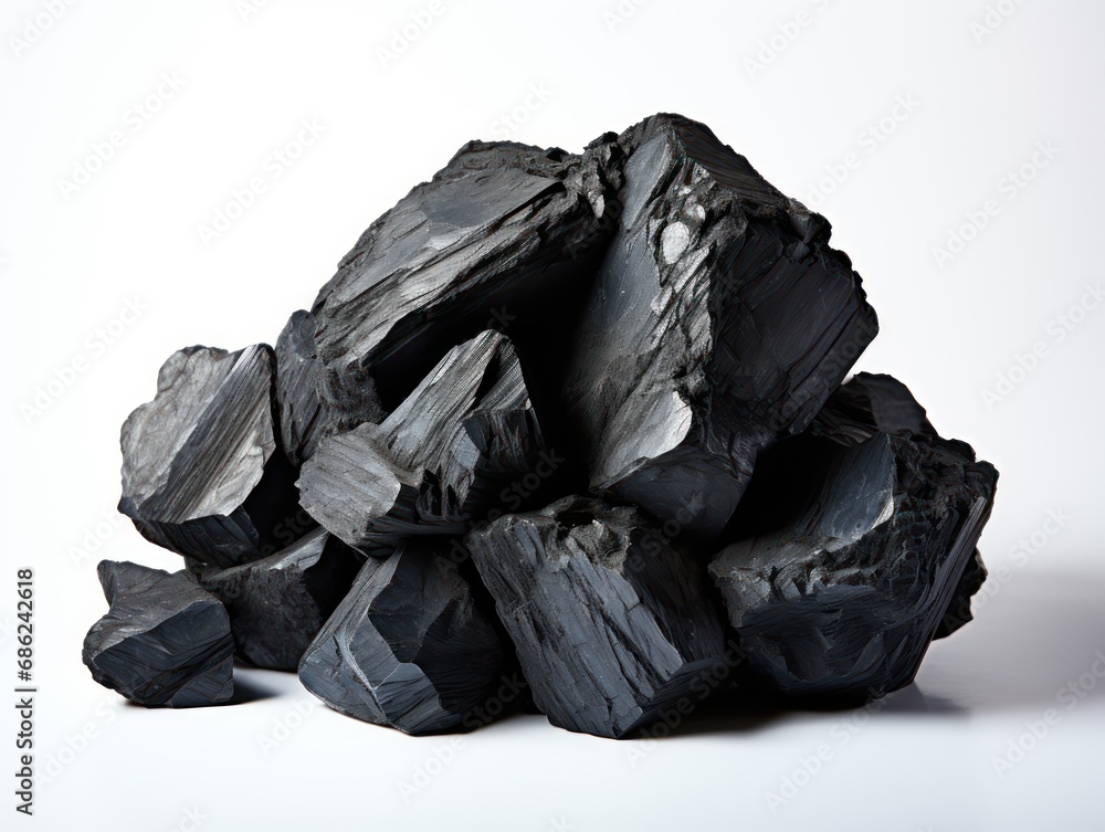 Coal on White Background