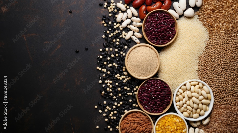 different seasonal beans and foods presented on table different seasonal beans and foods presented on table