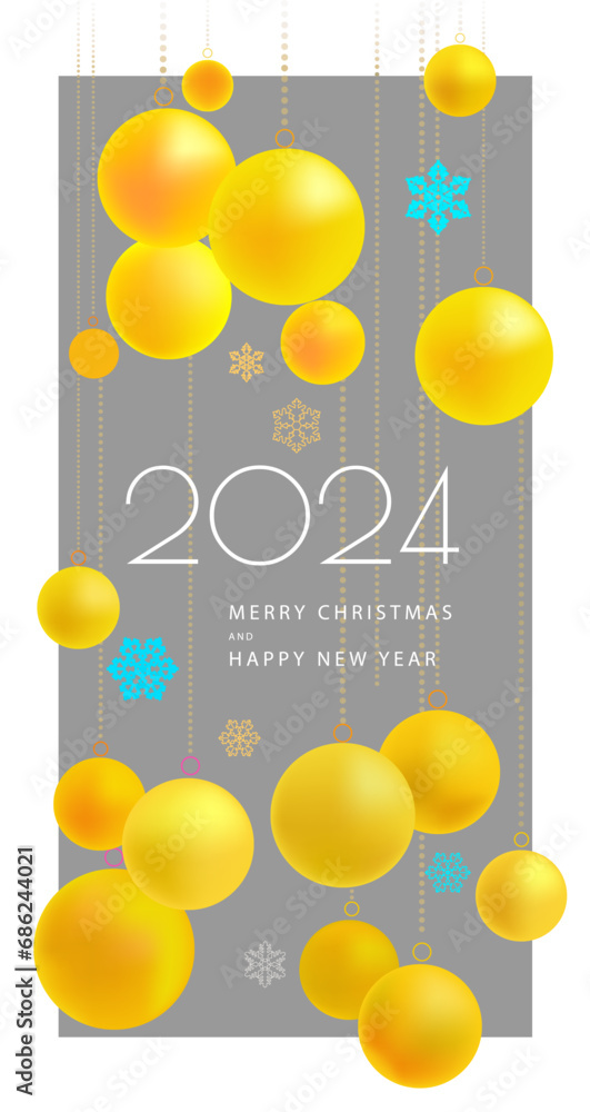 Banner, holiday card - Merry Christmas and Happy New Year greetings