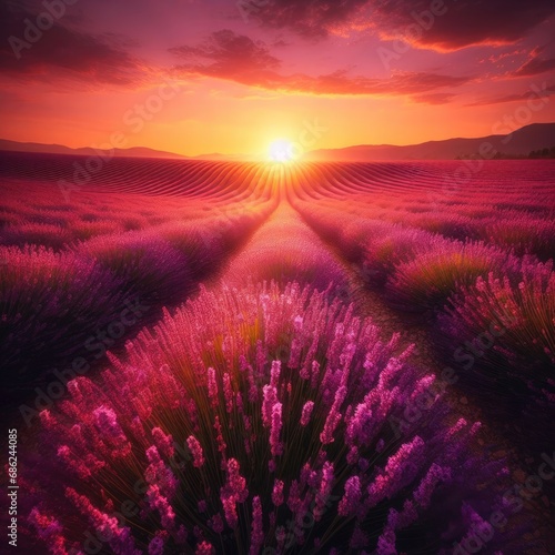 lavender field at sunset