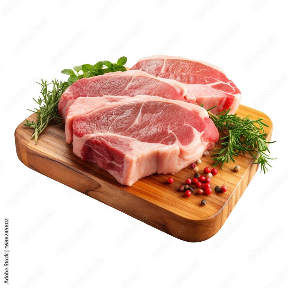 raw beef steak boneless meet on transparnt background.
