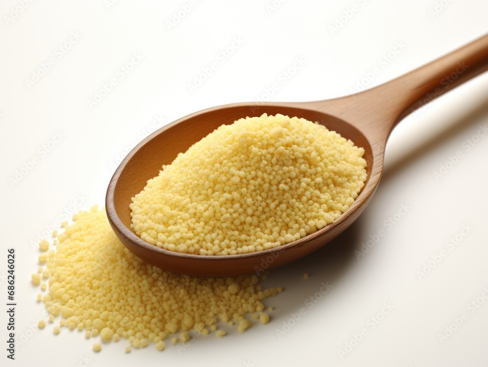 Cous Cous in a Spoon Isolated on White Cous Cous in a Spoon Isolated on White