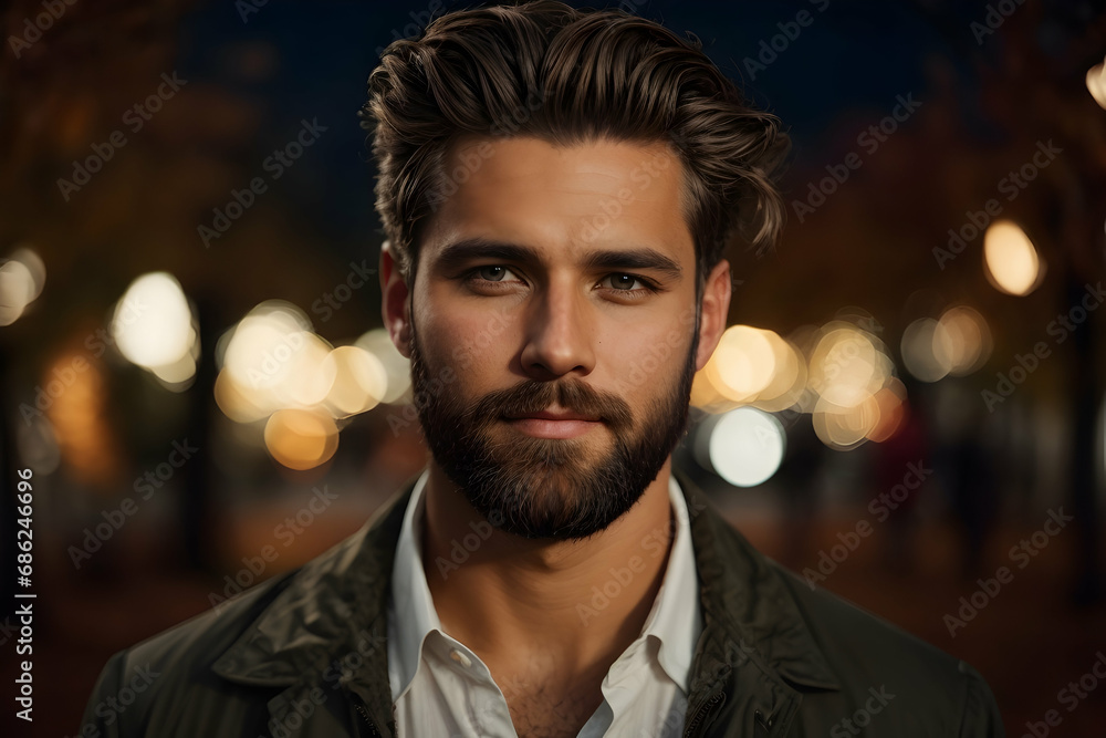 Portrait of a handsome young man with a beard and mustache. Portrait of a handsome young man with a beard and mustache.