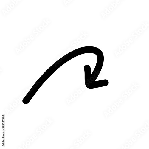 vector curved arrows hand drawn. 