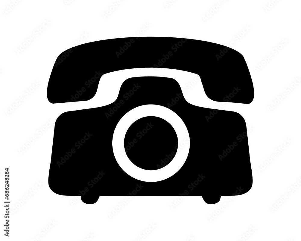 Symbol starego telefonu, czarna ikona na białym tle - obrazy, fototapety, plakaty 