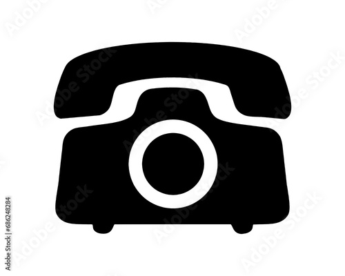 Symbol starego telefonu, czarna ikona na białym tle photo