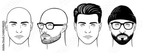 Man portrait vector. Shaved mans face