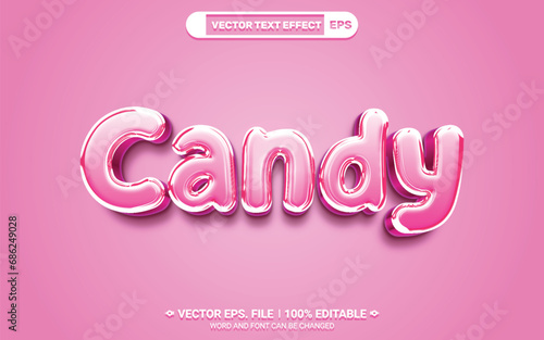 3d Editable pink candy illustrator vector text style effect