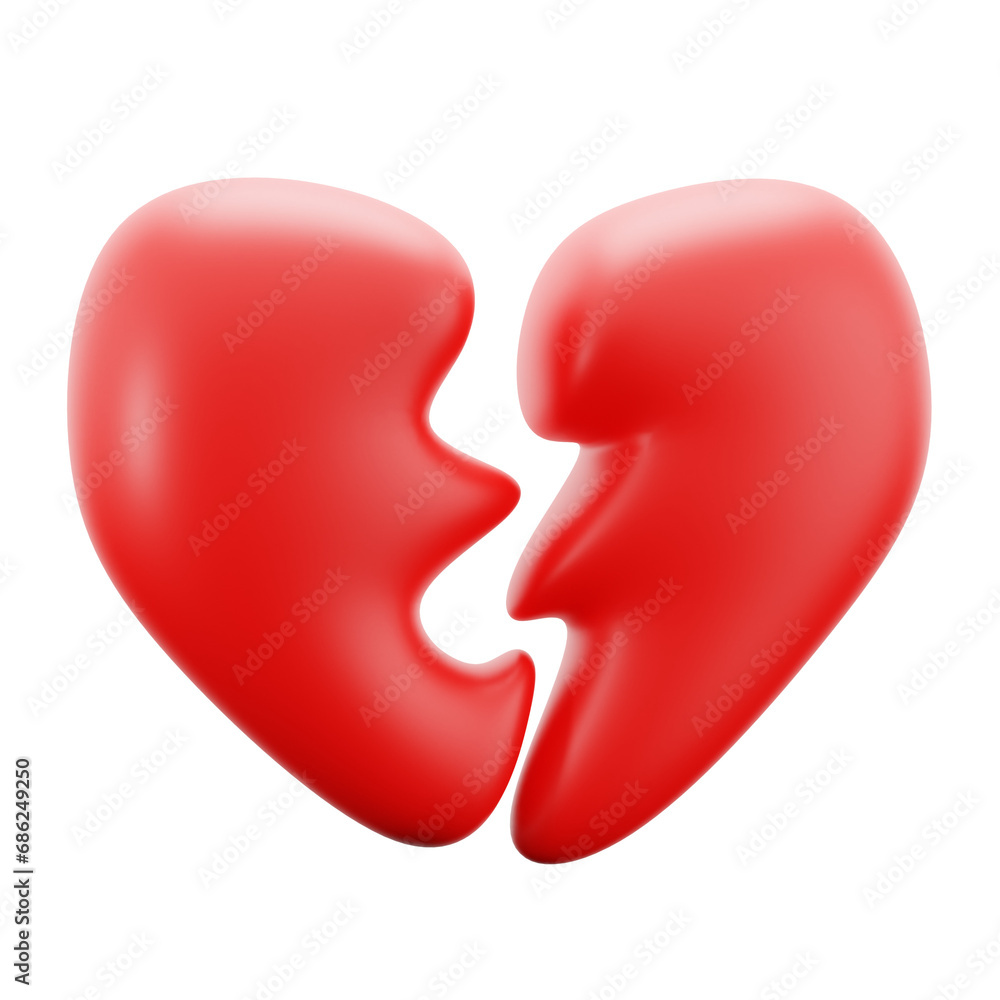 broken split heart for bad relationship psychology mental health 3d icon illustration render design broken split heart for bad relationship psychology mental health 3d icon illustration render design