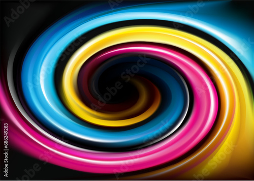 Vector swirl background of primary colors printing process: CMYK